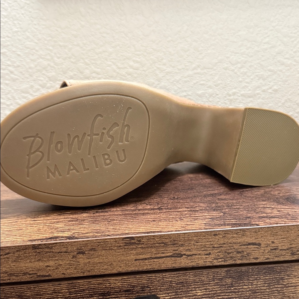 Neutral Beige Cork Platform Mules - Women's Slip-On Heels - Picture 5 of 8